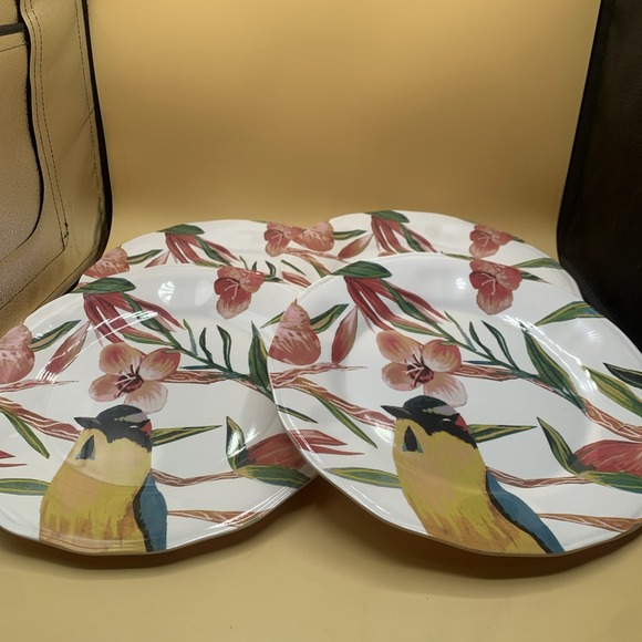 Opalhouse Other - 4 Opal House Melamine Tropical Bird Floral Pink 11" Dinner Plates Excellent